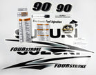 Vinyl graphic decals set clear film grey color suitable for Suzuki 90 hp white cover hood four stroke outboard engine. Vinyl stickers kit for suzuki 90 hp four stroke Handmade