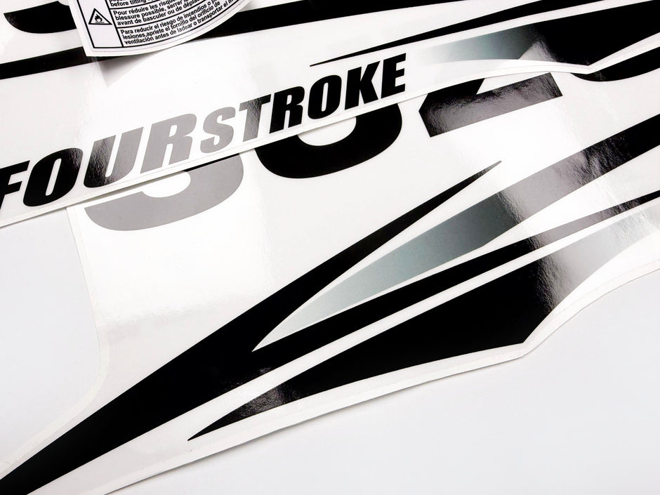 Vinyl graphic decals set clear film grey color suitable for Suzuki 70 hp white cover hood four stroke outboard engine. Vinyl stickers kit for suzuki 70 hp four stroke Handmade