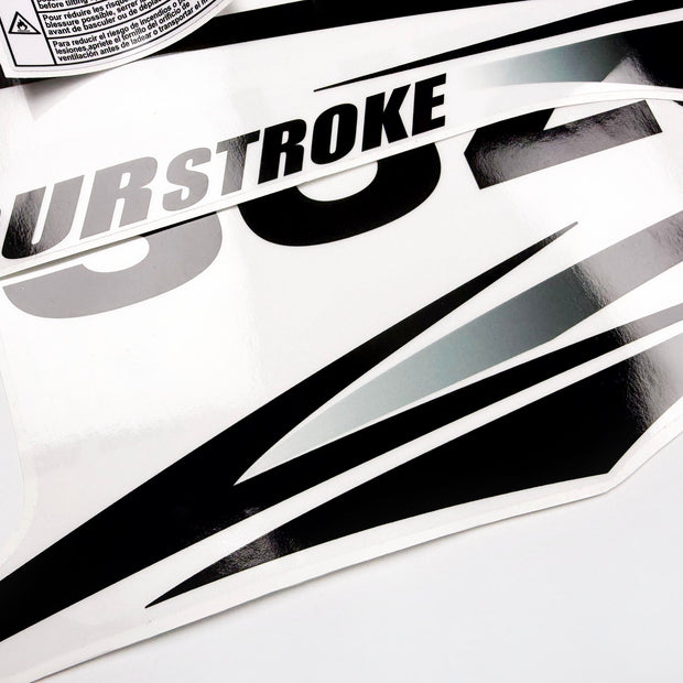 Vinyl graphic decals set clear film grey color suitable for Suzuki 70 hp white cover hood four stroke outboard engine. Vinyl stickers kit for suzuki 70 hp four stroke Handmade