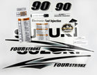 Vinyl graphic decals set clear film grey color suitable for Suzuki 90 hp white cover hood four stroke outboard engine. Vinyl stickers kit for suzuki 90 hp four stroke Handmade