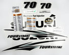 Vinyl graphic decals set clear film grey color suitable for Suzuki 70 hp white cover hood four stroke outboard engine. Vinyl stickers kit for suzuki 70 hp four stroke Handmade