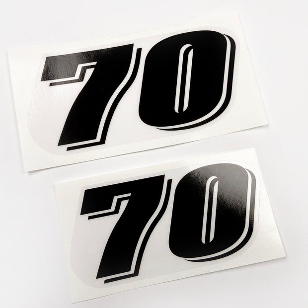 Vinyl graphic grey color clear film  decal numbers set suitable for Suzuki 70 hp four stroke outboard engine. Vinyl stickers number for suzuki 70 hp four stroke Handmade