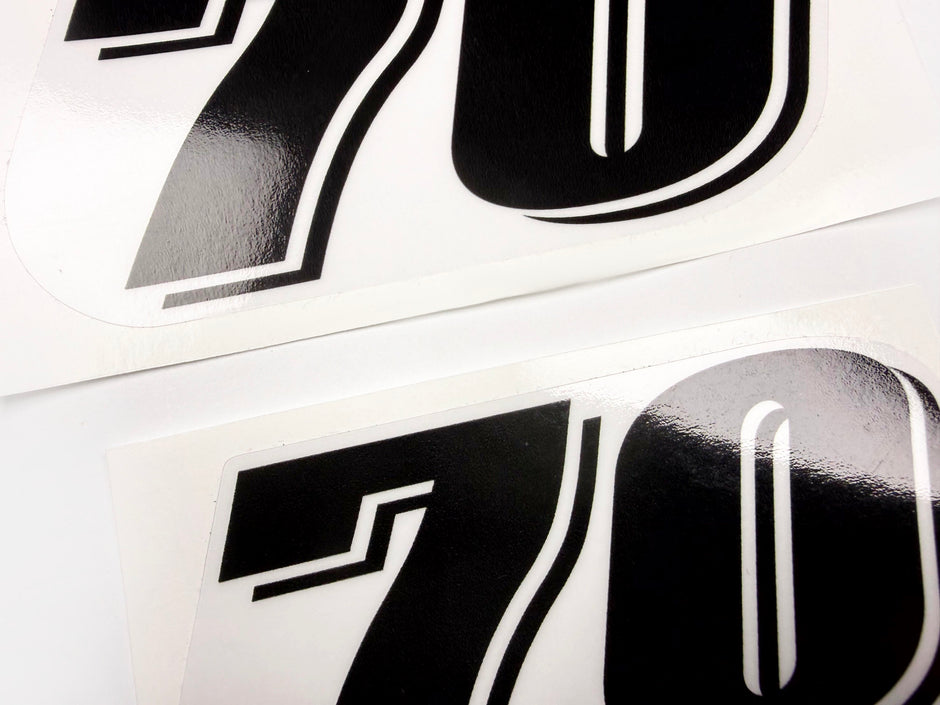 Vinyl graphic grey color clear film  decal numbers set suitable for Suzuki 70 hp four stroke outboard engine. Vinyl stickers number for suzuki 70 hp four stroke Handmade