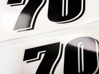 Vinyl graphic grey color clear film  decal numbers set suitable for Suzuki 70 hp four stroke outboard engine. Vinyl stickers number for suzuki 70 hp four stroke Handmade