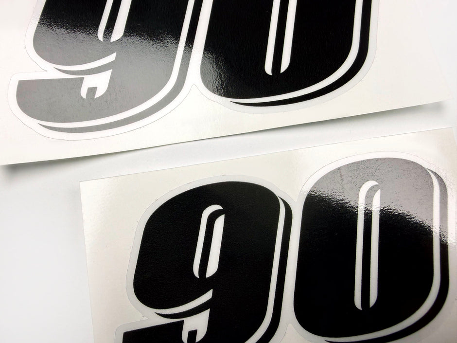 Vinyl graphic grey color clear film  decal numbers set suitable for Suzuki 90 hp four stroke outboard engine. Vinyl stickers number for suzuki 90 hp four stroke Handmade
