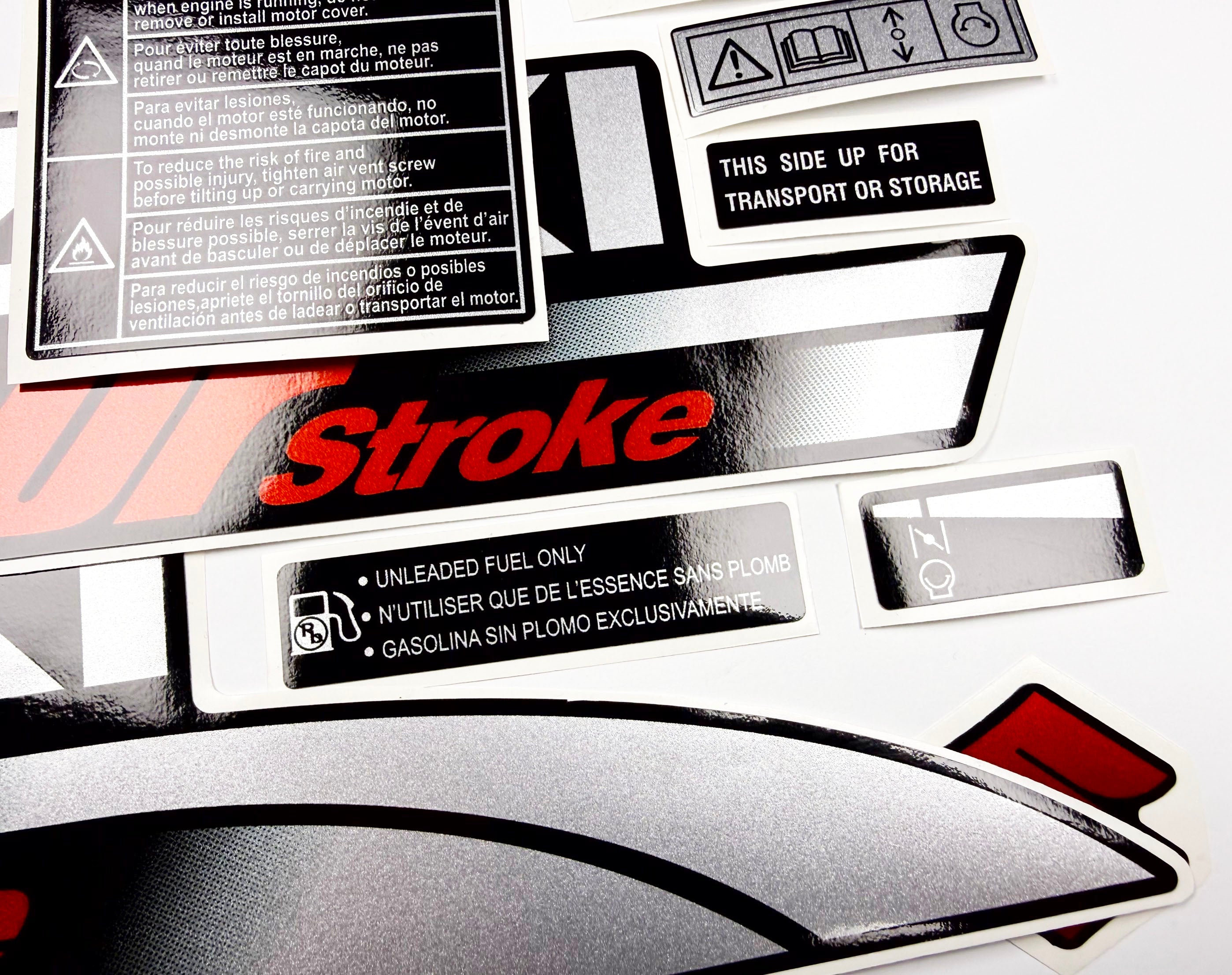Vinyl graphic silver shimmer decals set suitable for Suzuki 4 hp four stroke outboard engine. Vinyl stickers kit for suzuki 4 hp four stroke Handmade
