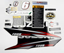 Vinyl graphic silver red shimmer decals set suitable for Suzuki 6 hp four stroke outboard engine. Vinyl stickers kit for suzuki 6 hp four stroke Handmade