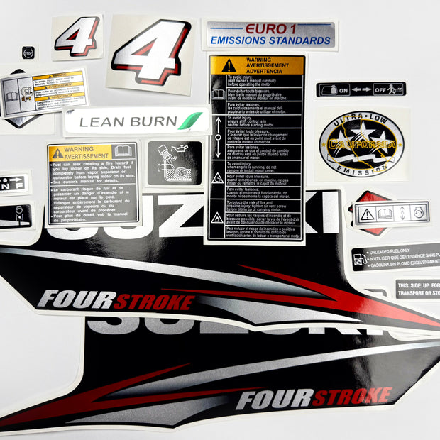 Vinyl graphic silver shimmer decals set suitable for Suzuki 4 hp four stroke outboard engine. Vinyl stickers kit for suzuki 4 hp four stroke Handmade