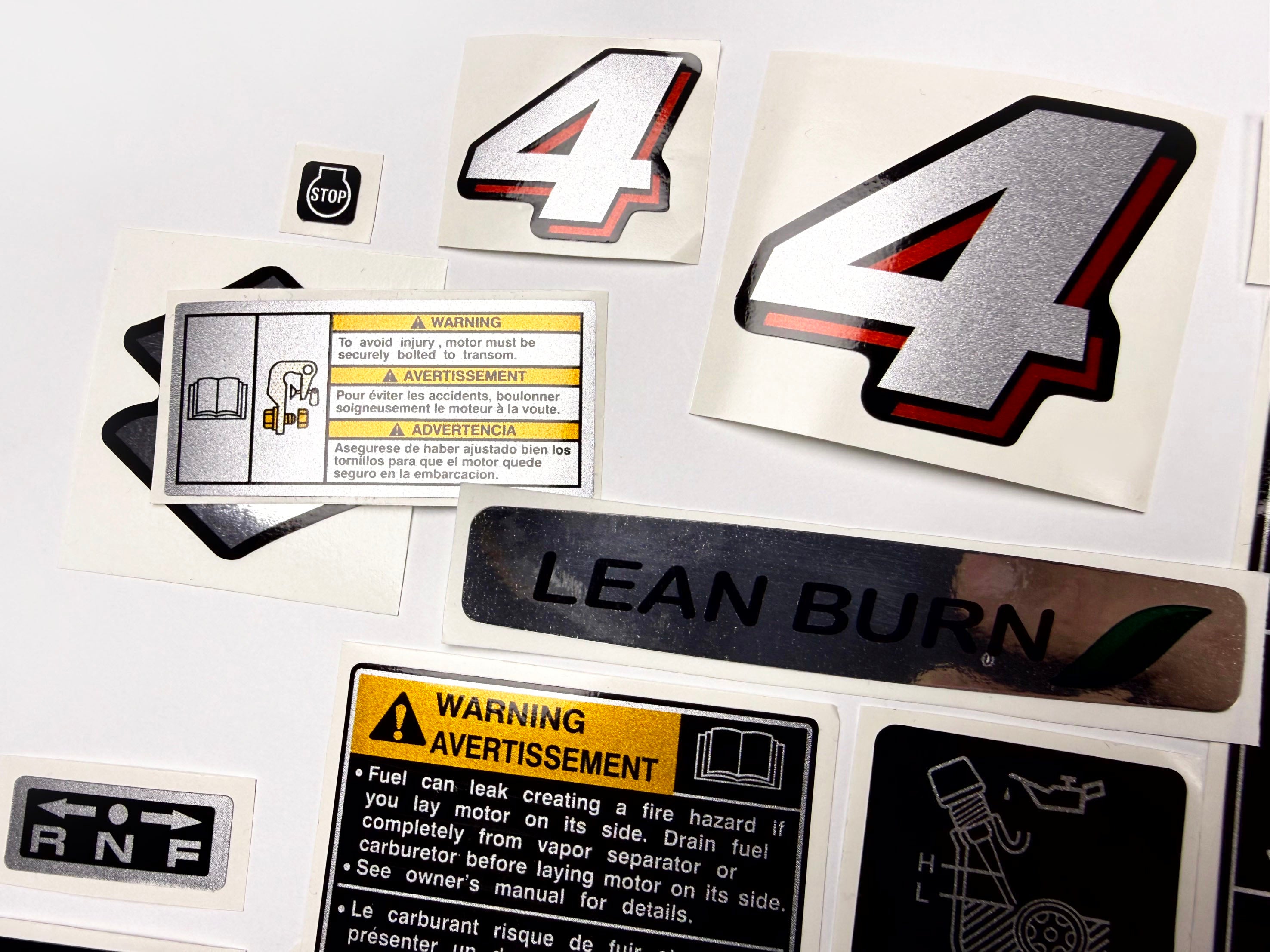 Vinyl graphic silver shimmer decals set suitable for Suzuki 4 hp four stroke outboard engine. Vinyl stickers kit for suzuki 4 hp four stroke Handmade
