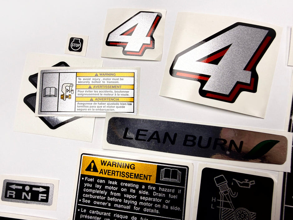Vinyl graphic silver shimmer decals set suitable for Suzuki 4 hp four stroke outboard engine. Vinyl stickers kit for suzuki 4 hp four stroke Handmade
