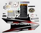 Vinyl graphic silver shimmer decals set suitable for Suzuki 5 hp four stroke outboard engine. Vinyl stickers kit for suzuki 5 hp four stroke Handmade