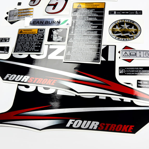 Vinyl graphic silver shimmer decals set suitable for Suzuki 5 hp four stroke outboard engine. Vinyl stickers kit for suzuki 5 hp four stroke Handmade
