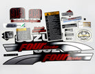 Vinyl graphic silver red shimmer decals set suitable for Suzuki 9.9 hp four stroke outboard engine. Vinyl stickers kit for suzuki 9.9 hp four stroke Handmade