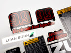 Vinyl graphic silver red shimmer decals set suitable for Suzuki 9.9 hp four stroke outboard engine. Vinyl stickers kit for suzuki 9.9 hp four stroke Handmade