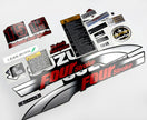 Vinyl graphic silver red shimmer decals set suitable for Suzuki 15 hp four stroke outboard engine. Vinyl stickers kit for suzuki 15 hp four stroke Handmade
