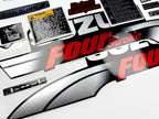 Vinyl graphic silver red shimmer decals set suitable for Suzuki 15 hp four stroke outboard engine. Vinyl stickers kit for suzuki 15 hp four stroke Handmade