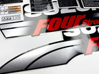 Vinyl graphic silver metalized shimmer decals set suitable for Suzuki 40 hp four stroke outboard engine. Vinyl stickers kit for suzuki 40 hp four stroke Handmade