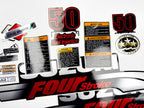 Vinyl graphic silver metalized shimmer decals set suitable for Suzuki 50 hp four stroke outboard engine. Vinyl stickers kit for suzuki 50 hp four stroke Handmade