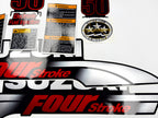 Vinyl graphic silver metalized shimmer decals set suitable for Suzuki 50 hp four stroke outboard engine. Vinyl stickers kit for suzuki 50 hp four stroke Handmade