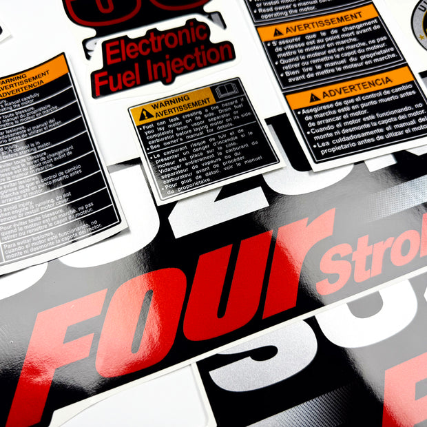 Vinyl graphic silver metalized shimmer decals set suitable for Suzuki 60 hp four stroke outboard engine. Vinyl stickers kit for suzuki 60 hp four stroke Handmade