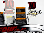 Vinyl graphic silver metalized shimmer decals set suitable for Suzuki 70 hp four stroke outboard engine. Vinyl stickers kit for suzuki 70 hp four stroke Handmade