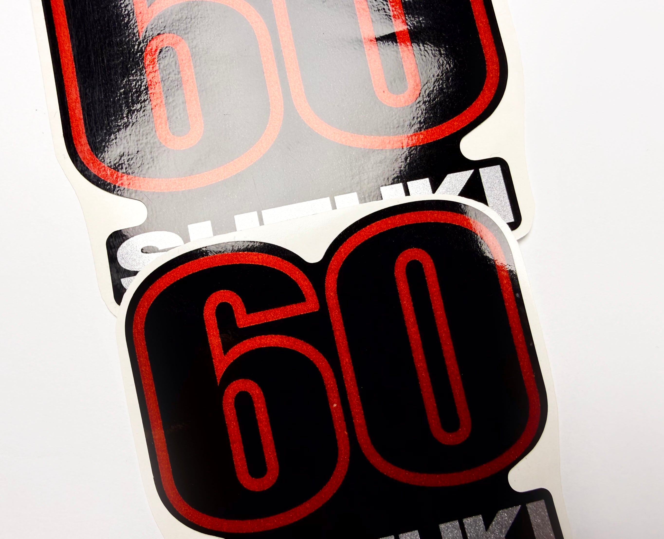 Vinyl graphic silver metalized shimmer decals set suitable for Suzuki 60 hp four stroke outboard engine. Vinyl stickers kit for suzuki 60 hp four stroke Handmade