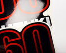 Vinyl graphic silver metalized shimmer decals set suitable for Suzuki 60 hp four stroke outboard engine. Vinyl stickers kit for suzuki 60 hp four stroke Handmade