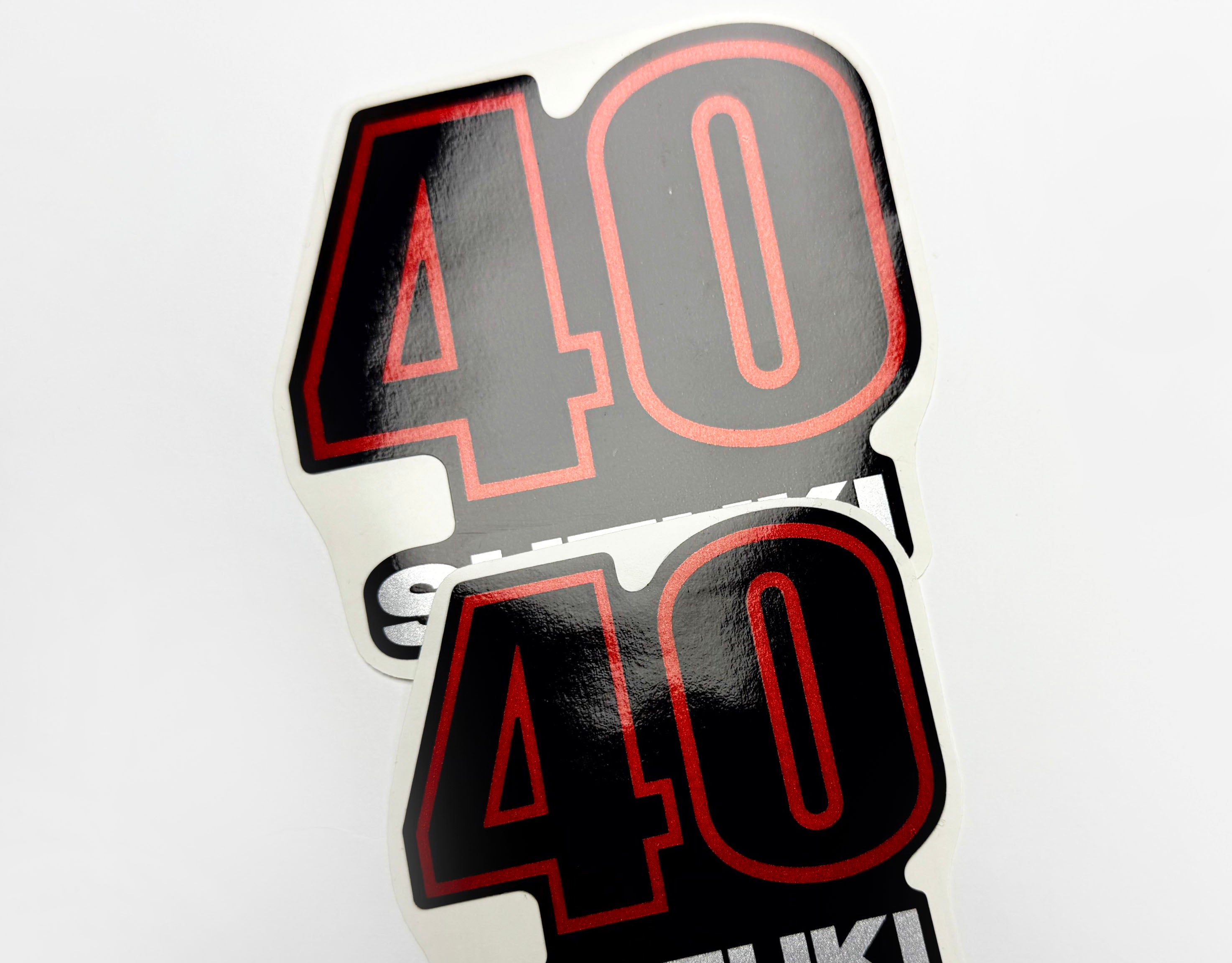 Vinyl graphic silver metalized shimmer decals set suitable for Suzuki 40 hp four stroke outboard engine. Vinyl stickers kit for suzuki 40 hp four stroke Handmade