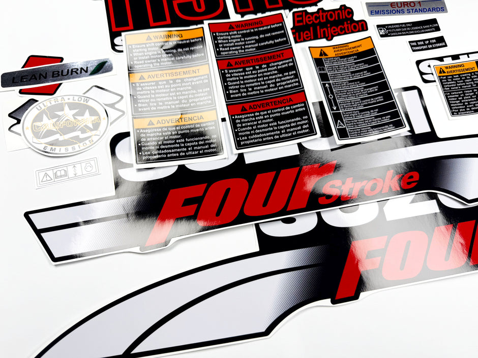 Vinyl graphic decals set suitable for Suzuki 115 hp four stroke outboard engine. Vinyl stickers kit for suzuki 115 hp four stroke Handmade