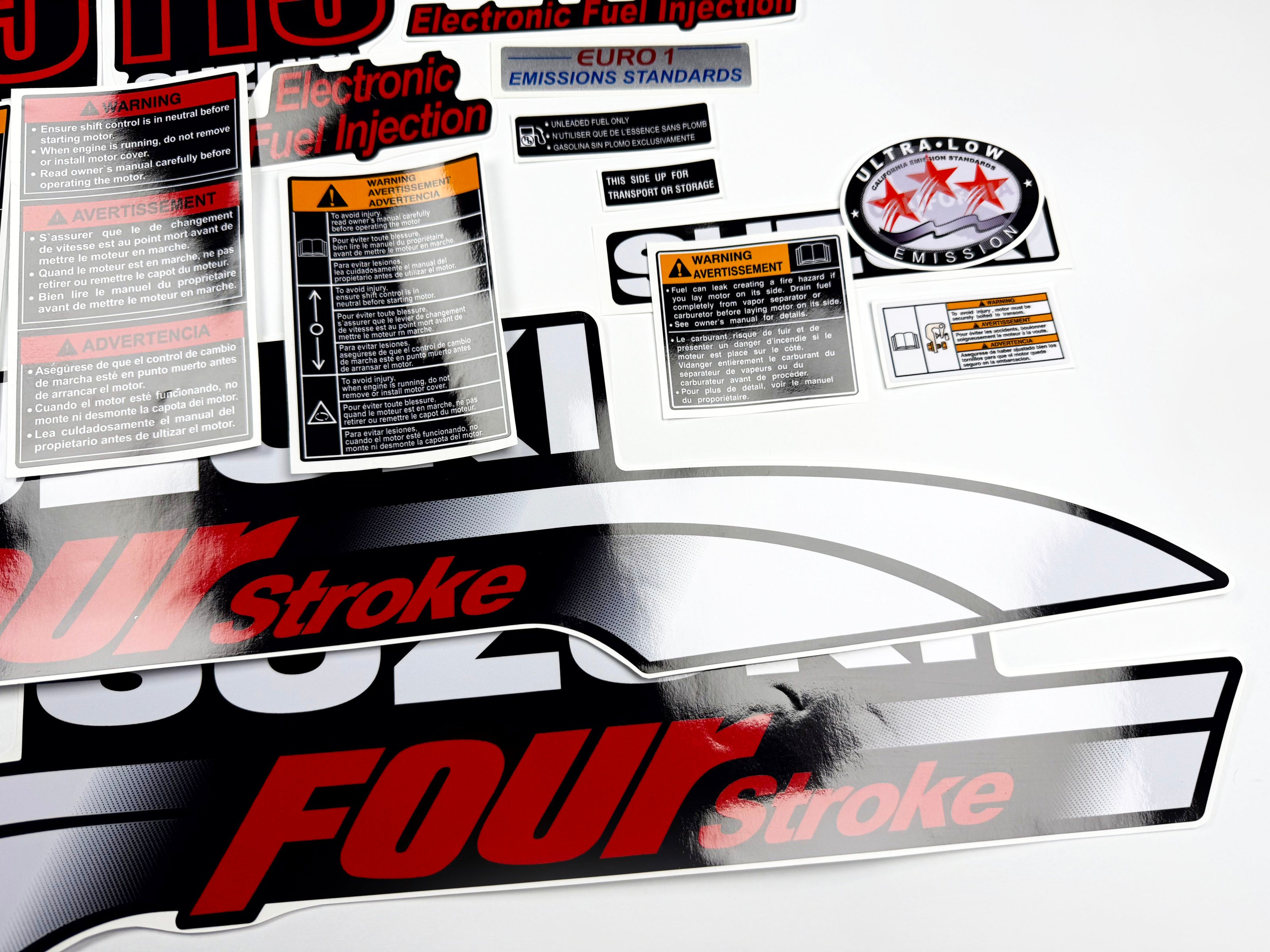 Vinyl graphic decals set suitable for Suzuki 115 hp four stroke outboard engine. Vinyl stickers kit for suzuki 115 hp four stroke Handmade