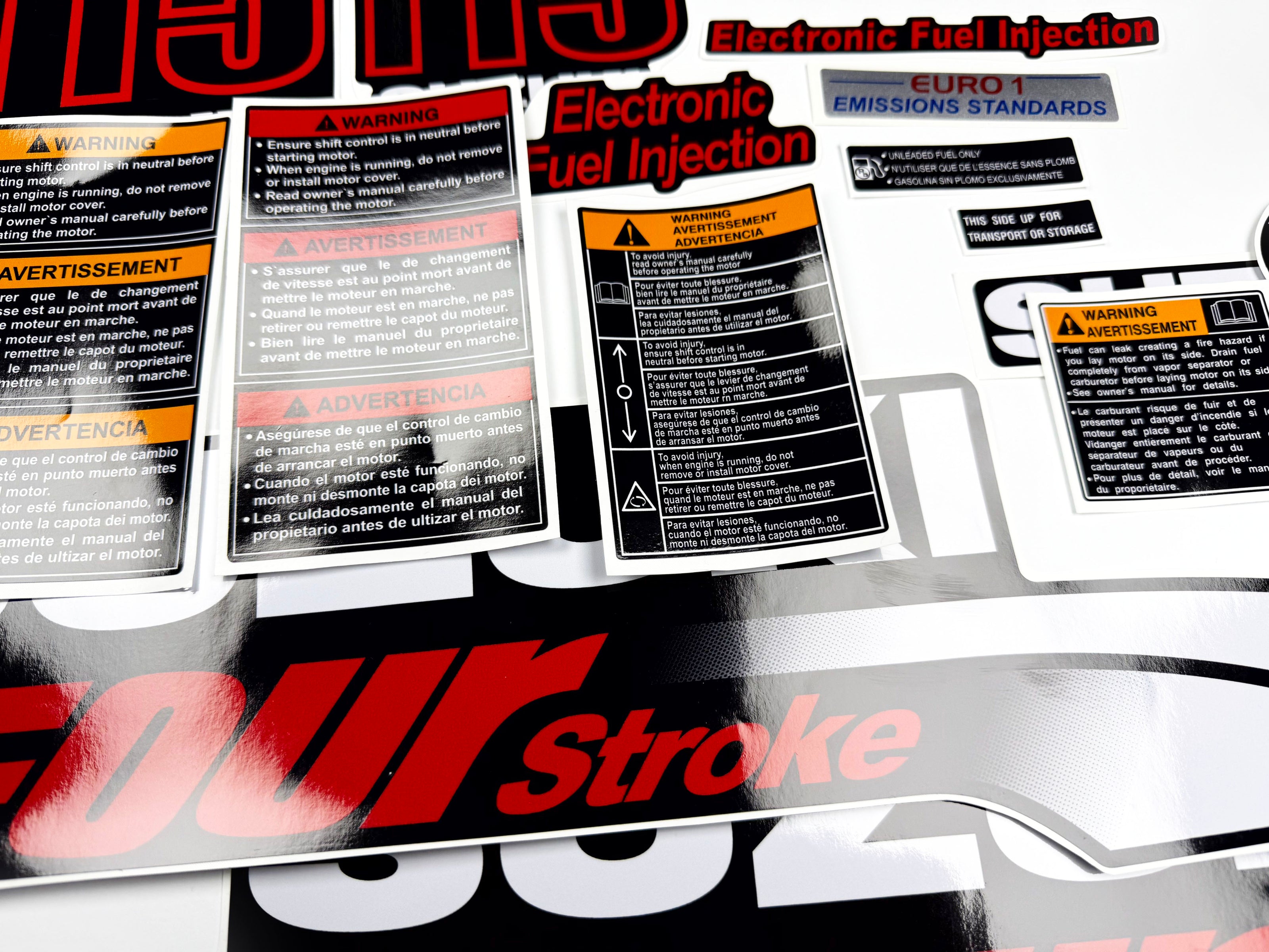Vinyl graphic decals set suitable for Suzuki 115 hp four stroke outboard engine. Vinyl stickers kit for suzuki 115 hp four stroke Handmade
