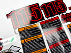 Vinyl graphic decals set suitable for Suzuki 115 hp four stroke outboard engine. Vinyl stickers kit for suzuki 115 hp four stroke Handmade