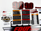 Vinyl graphic red black decals set suitable for Suzuki 90 hp four stroke outboard engine. Vinyl stickers kit for suzuki 90 hp four stroke Handmade