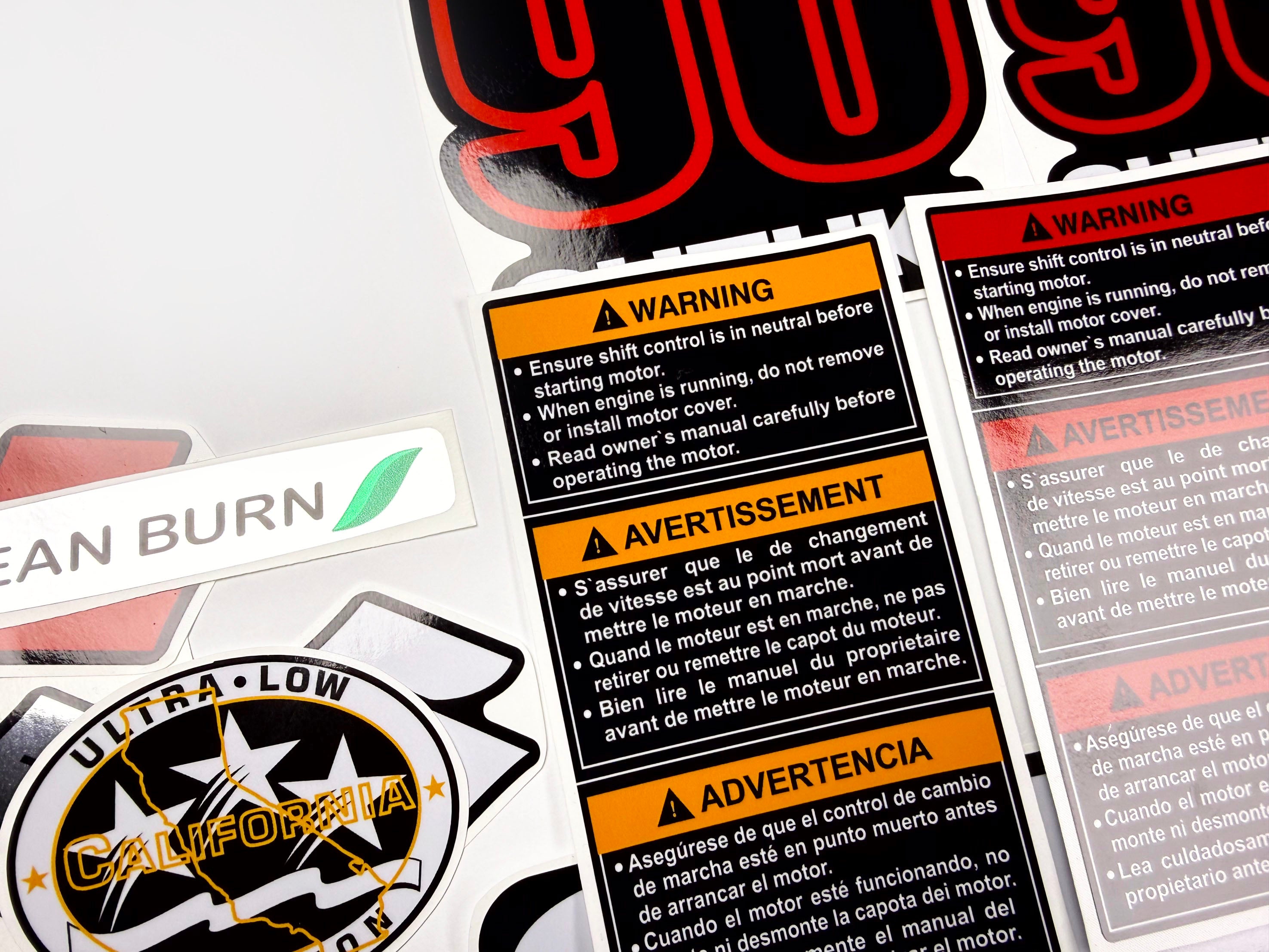Vinyl graphic red black decals set suitable for Suzuki 90 hp four stroke outboard engine. Vinyl stickers kit for suzuki 90 hp four stroke Handmade