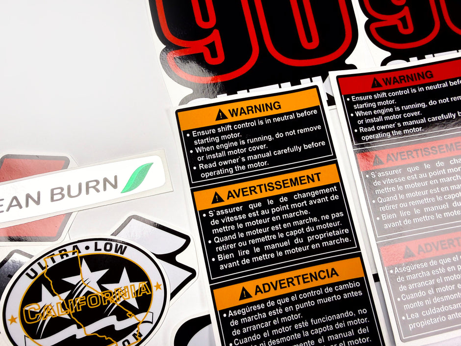 Vinyl graphic red black decals set suitable for Suzuki 90 hp four stroke outboard engine. Vinyl stickers kit for suzuki 90 hp four stroke Handmade