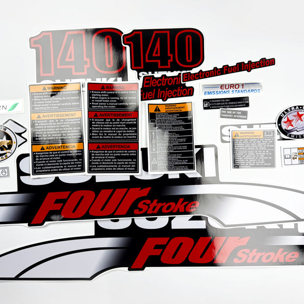 Vinyl graphic decals set suitable for Suzuki 140 hp four stroke outboard engine. Vinyl stickers kit for suzuki 140 hp four stroke Handmade