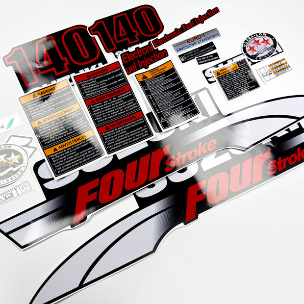 Vinyl graphic decals set suitable for Suzuki 140 hp four stroke outboard engine. Vinyl stickers kit for suzuki 140 hp four stroke Handmade