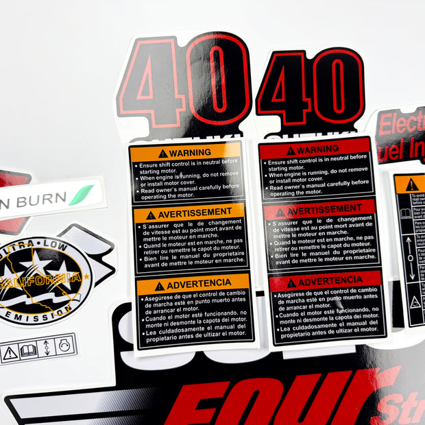 Vinyl graphic decals set suitable for Suzuki 40 hp four stroke outboard engine. Vinyl stickers kit for suzuki 40 hp four stroke Handmade