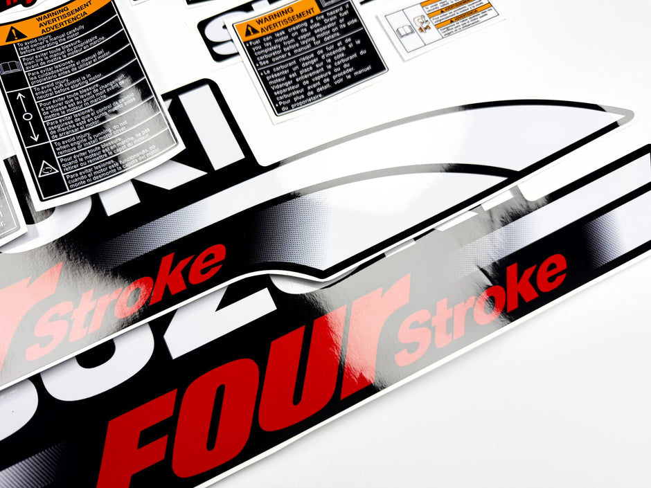 Vinyl graphic decals set suitable for Suzuki 40 hp four stroke outboard engine. Vinyl stickers kit for suzuki 40 hp four stroke Handmade