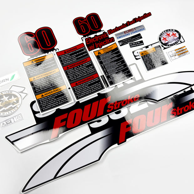 Vinyl graphic decals set suitable for Suzuki 60 hp four stroke outboard engine. Vinyl stickers kit for suzuki 60 hp four stroke Handmade