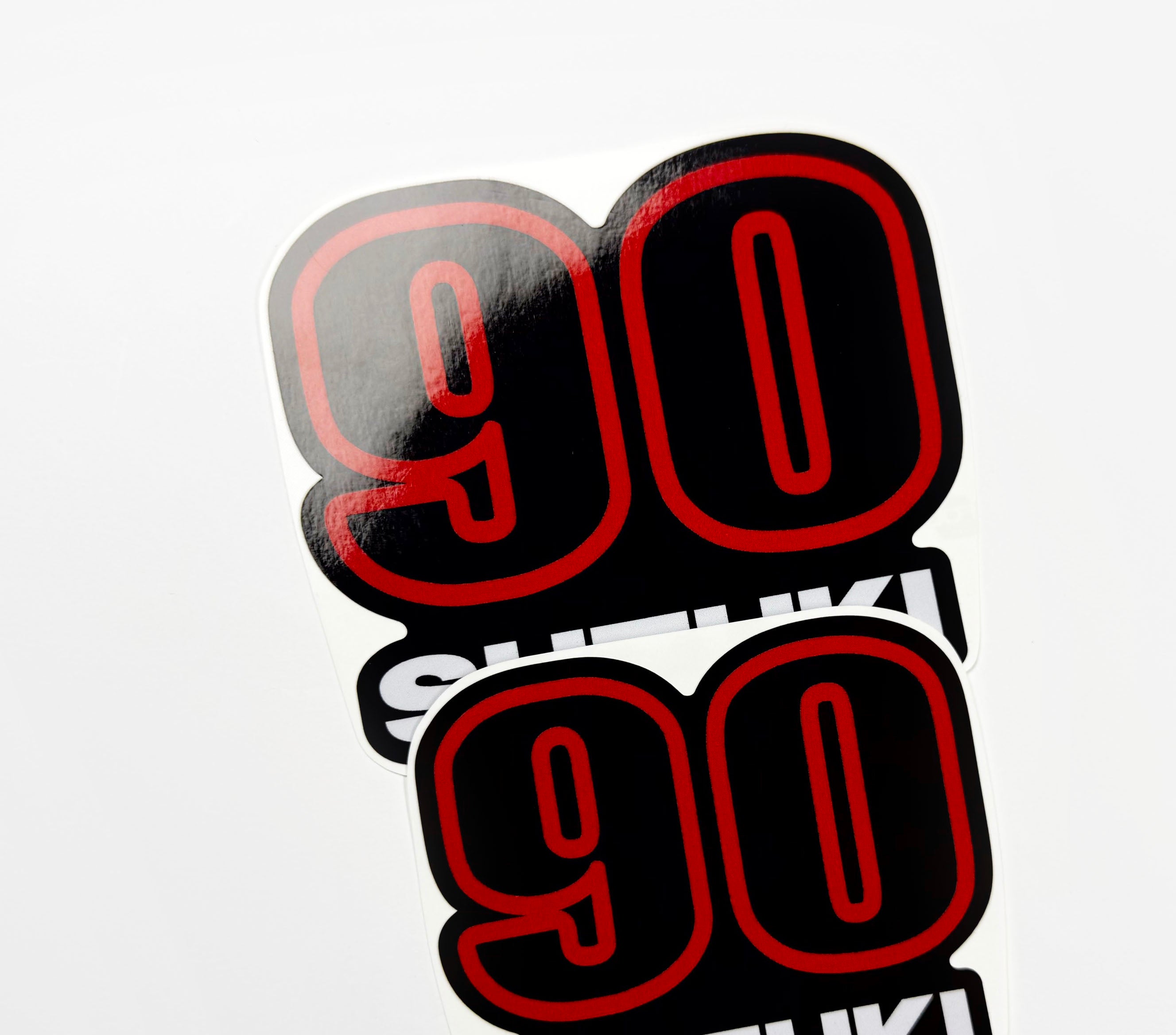 Vinyl graphic red black decals set suitable for Suzuki 90 hp four stroke outboard engine. Vinyl stickers kit for suzuki 90 hp four stroke Handmade