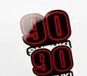 Vinyl graphic red black decals set suitable for Suzuki 90 hp four stroke outboard engine. Vinyl stickers kit for suzuki 90 hp four stroke Handmade