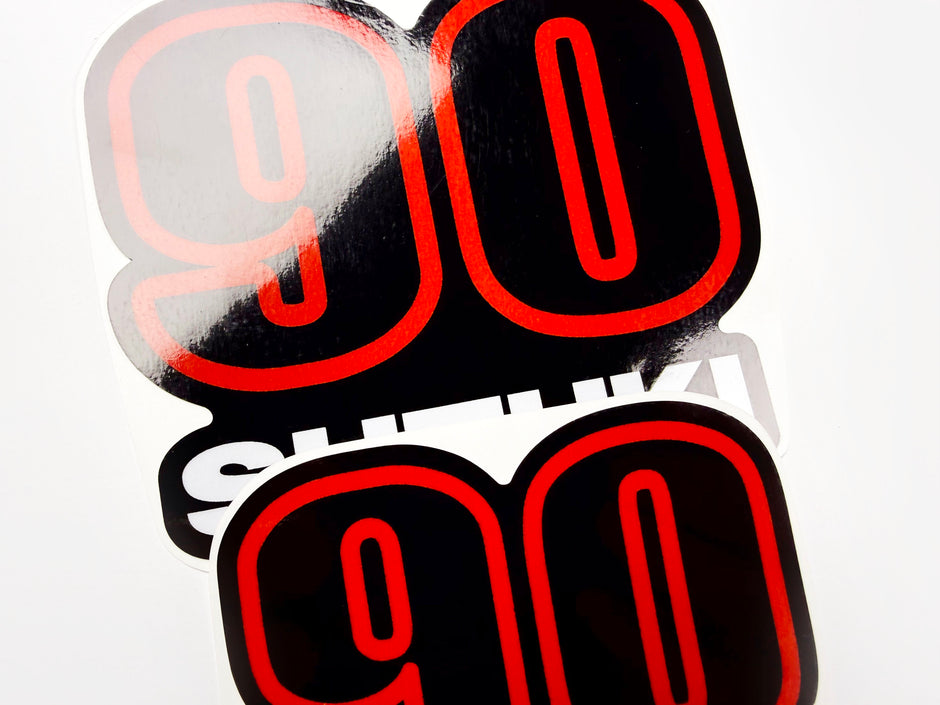 Vinyl graphic red black decals set suitable for Suzuki 90 hp four stroke outboard engine. Vinyl stickers kit for suzuki 90 hp four stroke Handmade