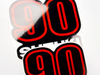 Vinyl graphic red black decals set suitable for Suzuki 90 hp four stroke outboard engine. Vinyl stickers kit for suzuki 90 hp four stroke Handmade