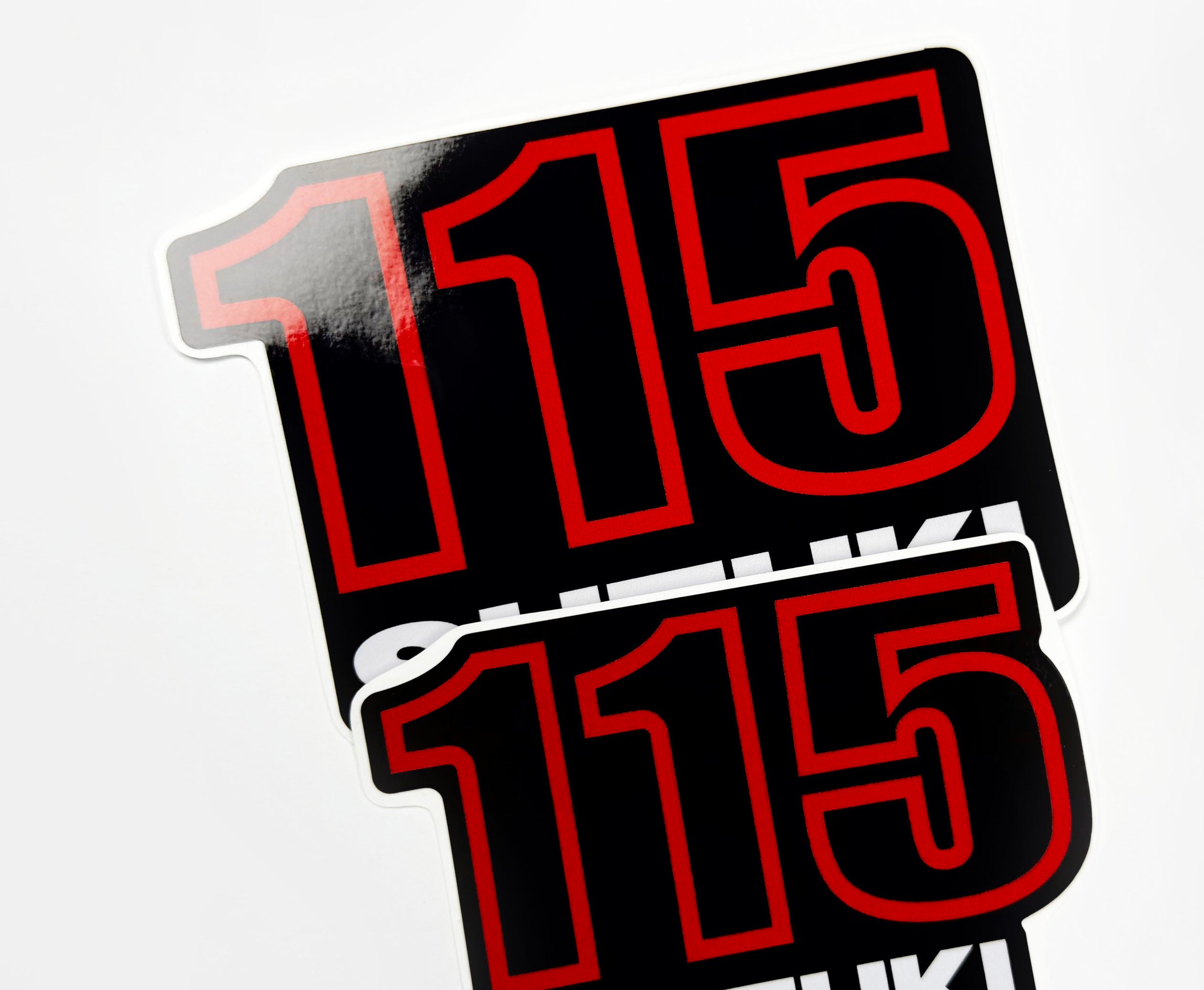 Vinyl graphic decals set suitable for Suzuki 115 hp four stroke outboard engine. Vinyl stickers kit for suzuki 115 hp four stroke Handmade