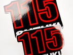Vinyl graphic decals set suitable for Suzuki 115 hp four stroke outboard engine. Vinyl stickers kit for suzuki 115 hp four stroke Handmade