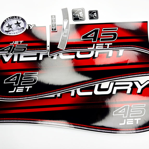 Vinyl graphic decals set suitable for Mercury 45 hp two stroke outboard engine. Vinyl stickers kit for Mercury 45 hp Handmade