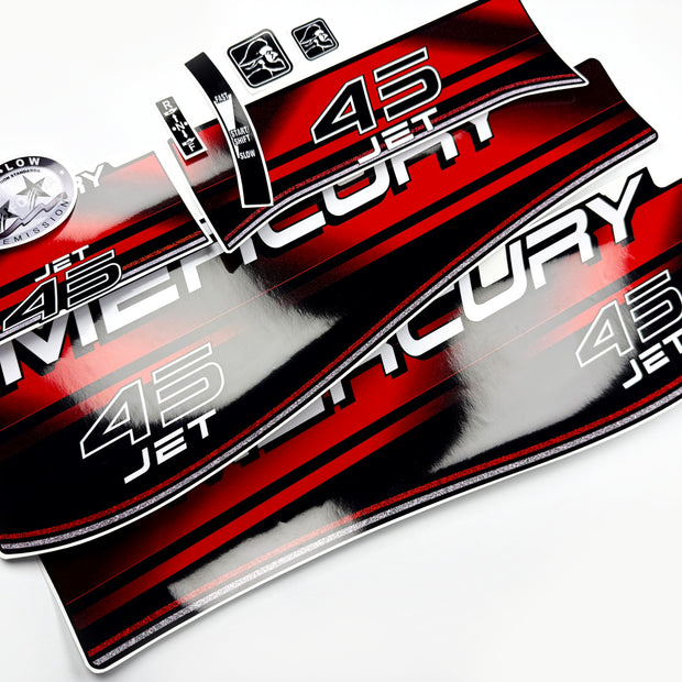 Vinyl graphic decals set suitable for Mercury 45 hp two stroke outboard engine. Vinyl stickers kit for Mercury 45 hp Handmade