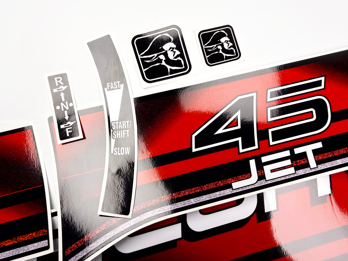 Vinyl graphic decals set suitable for Mercury 45 hp two stroke outboard engine. Vinyl stickers kit for Mercury 45 hp Handmade