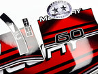 Vinyl graphic decals set suitable for Mercury 60 hp two stroke outboard engine. Vinyl stickers kit for Mercury 60 hp Handmade